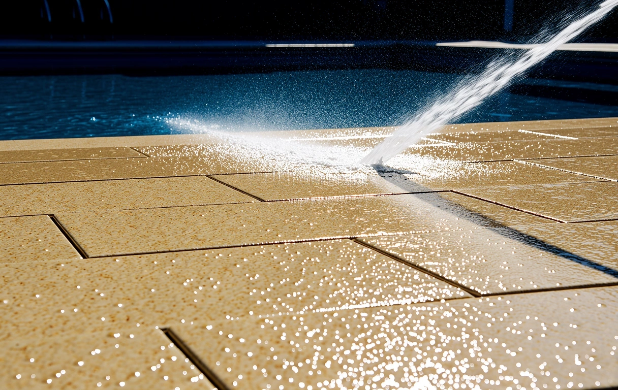 Clean pool deck after treatment