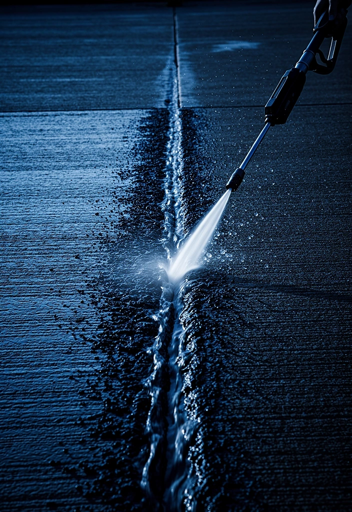 Precision concrete cleaning in action